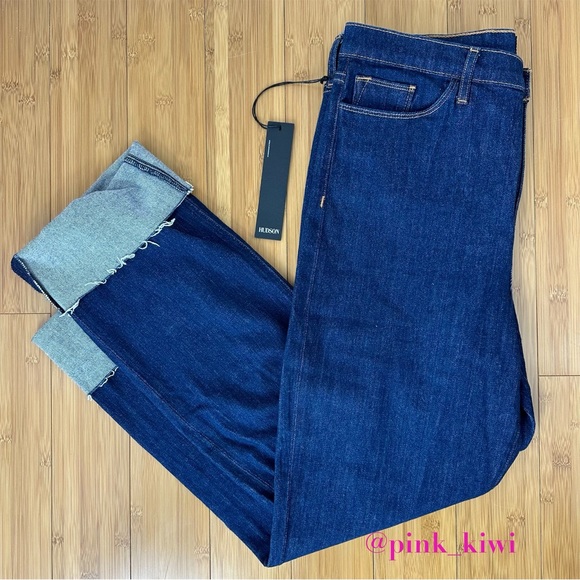 Hudson Jeans Denim - Hudson Jeans Zoeey High Rise Deep Cuff Straight Crop Jeans